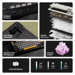 F99 Wireless Mechanical Keyboard,Tri-Mode BT5.0/2.4GHz/USB-C Hot Swappable Custom Keyboard,Pre-lubed Linear Switches,RGB Backlit Computer Gaming Keyboards for PC/Tablet/PS/Xbox - Image 6