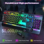 Gaming Keyboard, USB Wired Computer Keyboard, 15-Zone RGB Illumination, IP32 Water Resistance, 25 Anti-ghosting Keys, All-Metal Panel (Whisper Quiet Gaming Switch) - Image 4