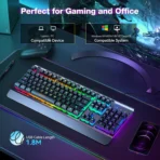 Gaming Keyboard, USB Wired Computer Keyboard, 15-Zone RGB Illumination, IP32 Water Resistance, 25 Anti-ghosting Keys, All-Metal Panel (Whisper Quiet Gaming Switch) - Image 3