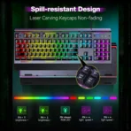 Gaming Keyboard, USB Wired Computer Keyboard, 15-Zone RGB Illumination, IP32 Water Resistance, 25 Anti-ghosting Keys, All-Metal Panel (Whisper Quiet Gaming Switch) - Image 2