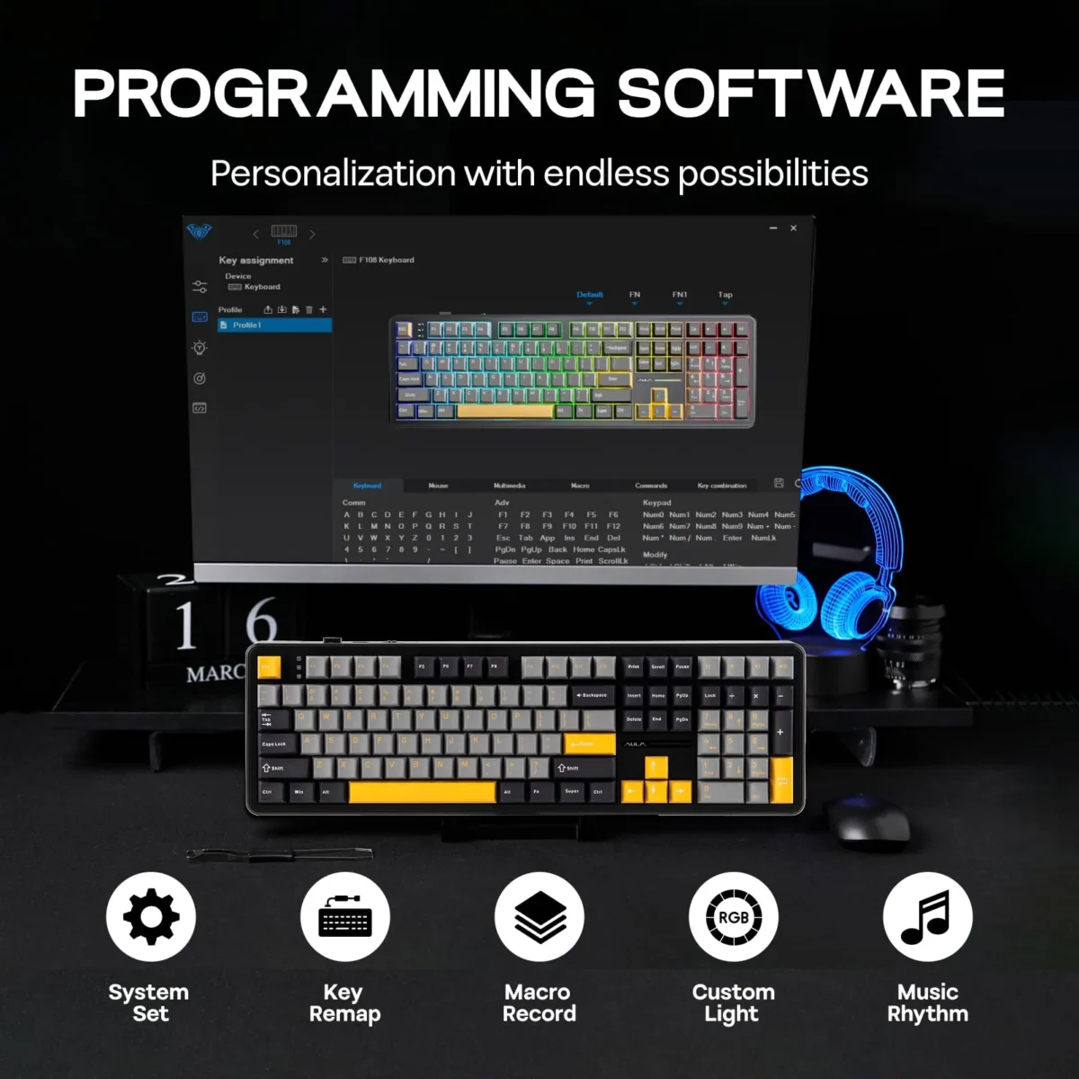 F99 Wireless Mechanical Keyboard,Tri-Mode BT5.0/2.4GHz/USB-C Hot Swappable Custom Keyboard,Pre-lubed Linear Switches,RGB Backlit Computer Gaming Keyboards for PC/Tablet/PS/Xbox - Image 3