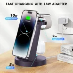 3 in 1 Charging Station for iPhone, Wireless Charger for iPhone 16e 16 15 14 13 12 11 X Pro Max & Apple Watch - Wireless Charging Station for AirPods 4 3 Pro - Image 6