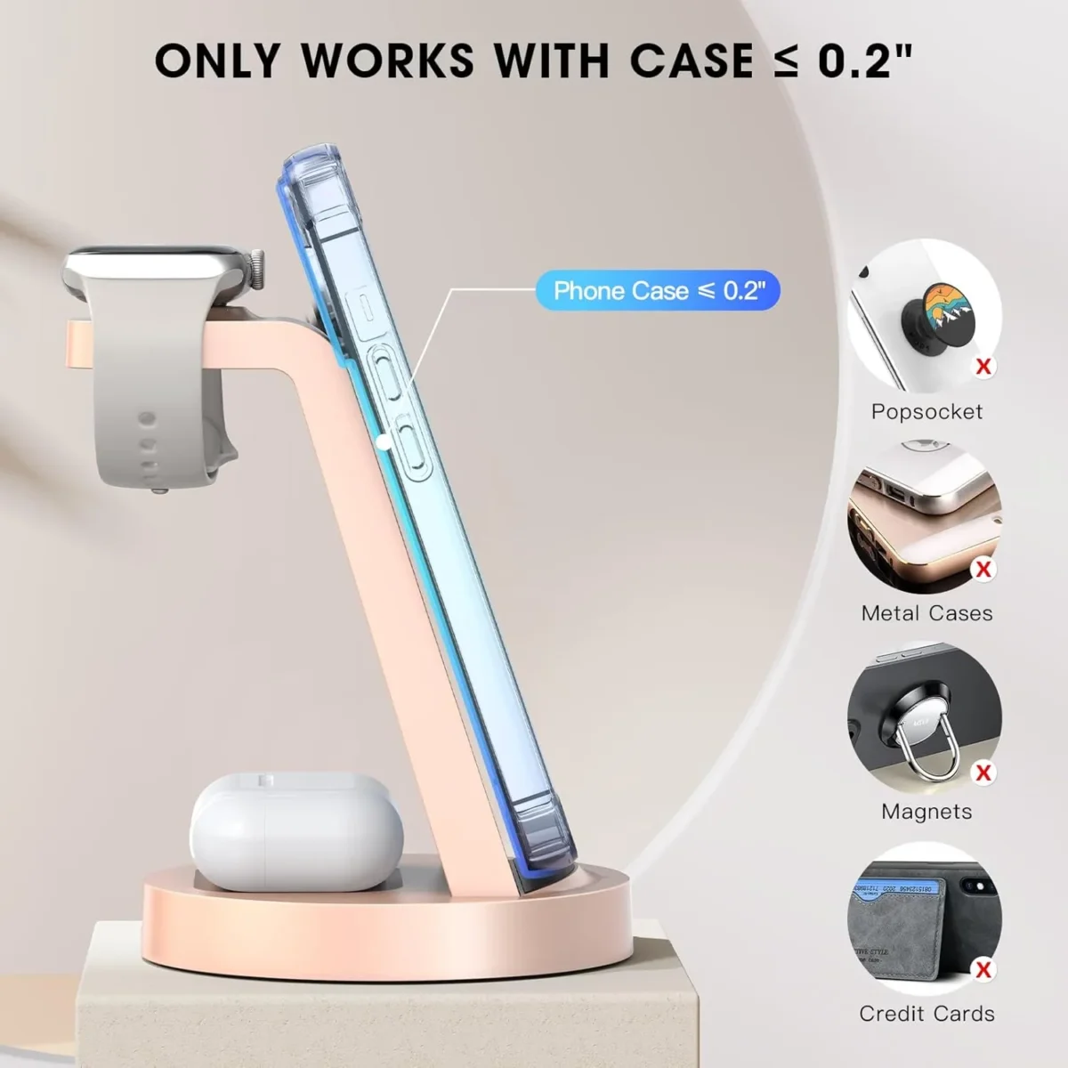 3 in 1 Charging Station for iPhone, Wireless Charger for iPhone 16e 16 15 14 13 12 11 X Pro Max & Apple Watch - Wireless Charging Station for AirPods 4 3 Pro - Image 3