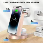 3 in 1 Charging Station for iPhone, Wireless Charger for iPhone 16e 16 15 14 13 12 11 X Pro Max & Apple Watch - Wireless Charging Station for AirPods 4 3 Pro