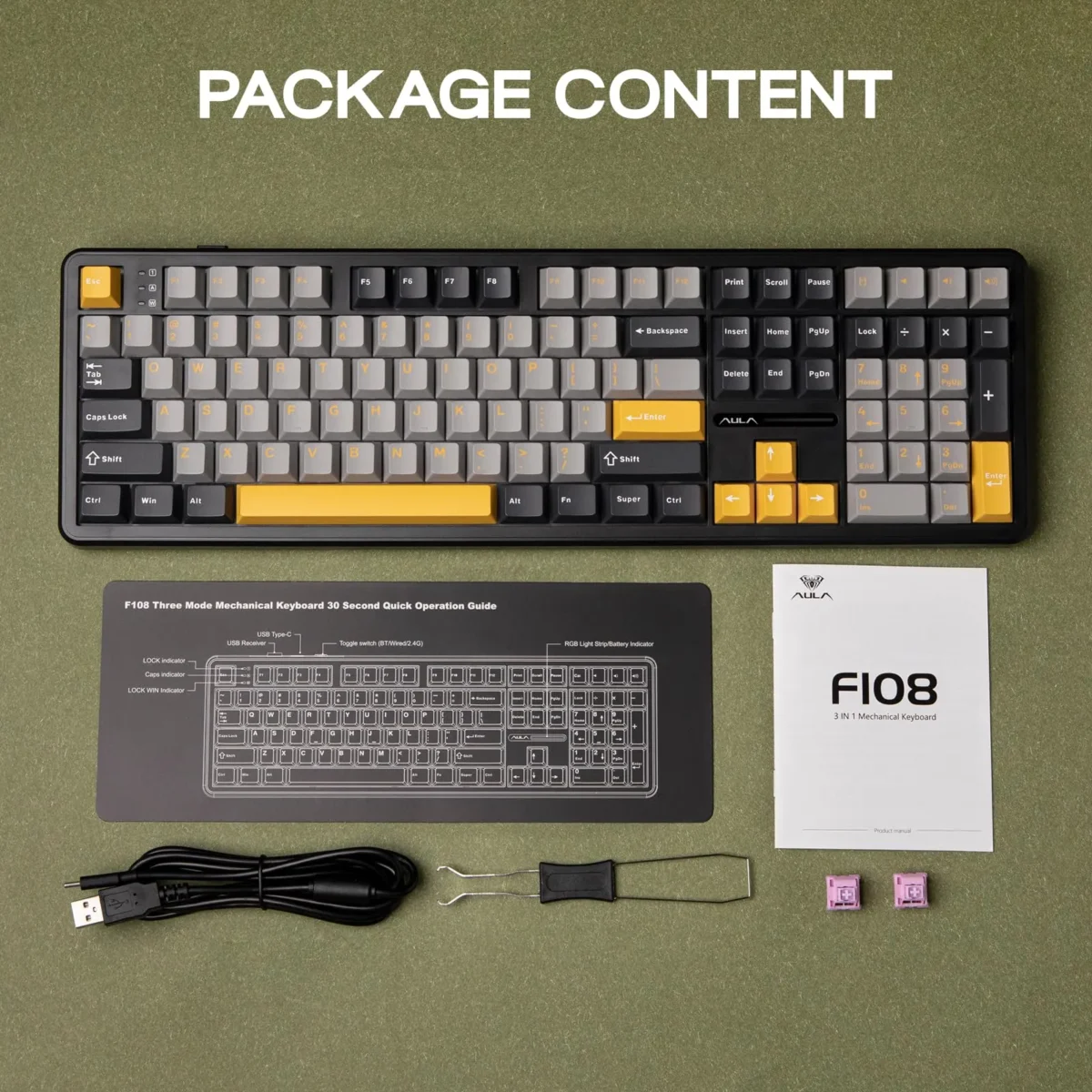 F99 Wireless Mechanical Keyboard,Tri-Mode BT5.0/2.4GHz/USB-C Hot Swappable Custom Keyboard,Pre-lubed Linear Switches,RGB Backlit Computer Gaming Keyboards for PC/Tablet/PS/Xbox - Image 2