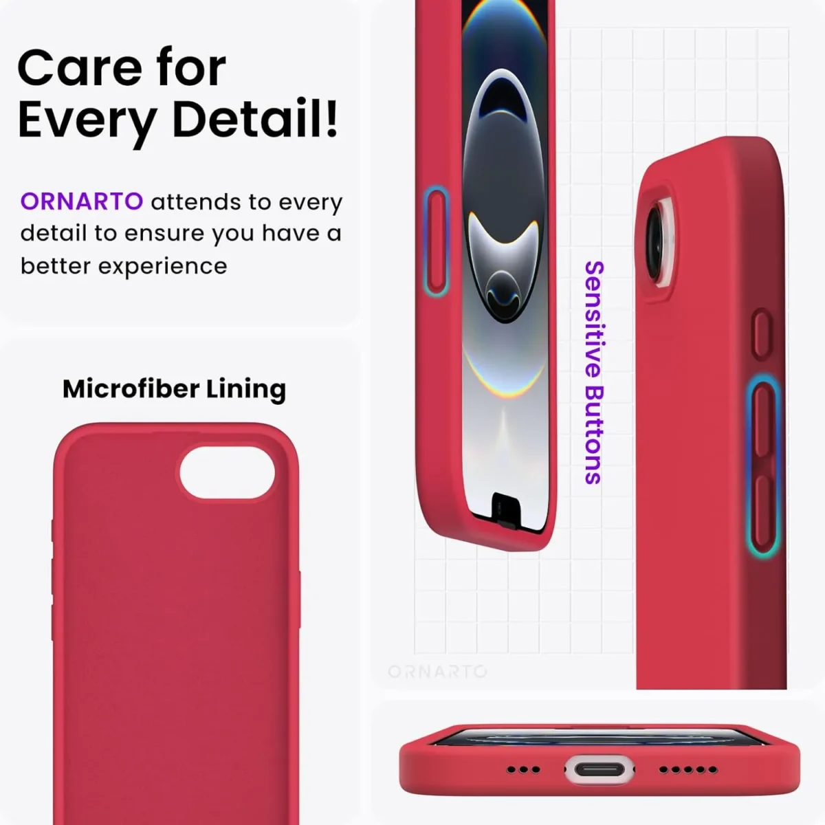 Compatible with iPhone 16e Case 6.1"(2025), Liquid Silicone 3 Layers Full Covered Soft Gel Rubber Phone Case,Shockproof Protective Cover with Anti-Scratch Microfiber Lining-Chalk Pink - Image 1